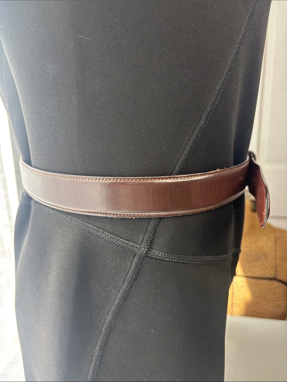 Coach Men's Brown Leather Belt with Gold Buckle